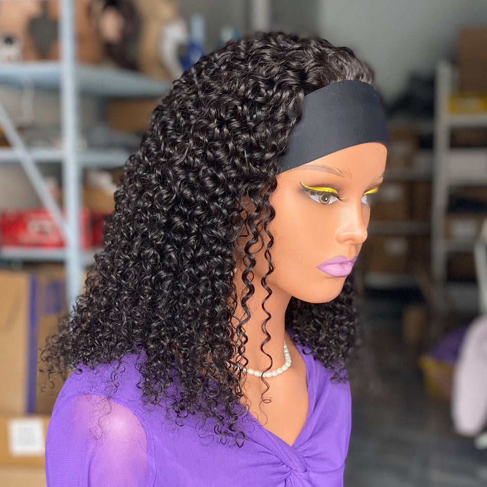 200 Curly Headbandwig Human Hair Wigs